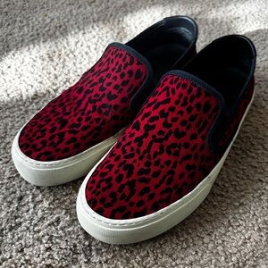 Saint Laurent Red and Black Baby Cat Slip-On 43.5